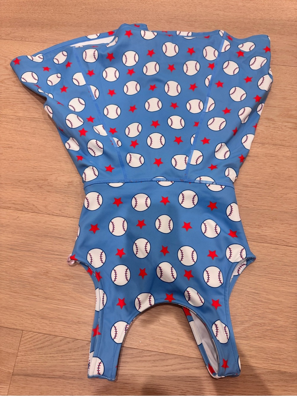 SweetHoney Blue Baseball-Print Girls athletic dress